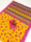 MG 411 Linen With Sliver Jari Border Printed Sarees Wholesale Market In Surat